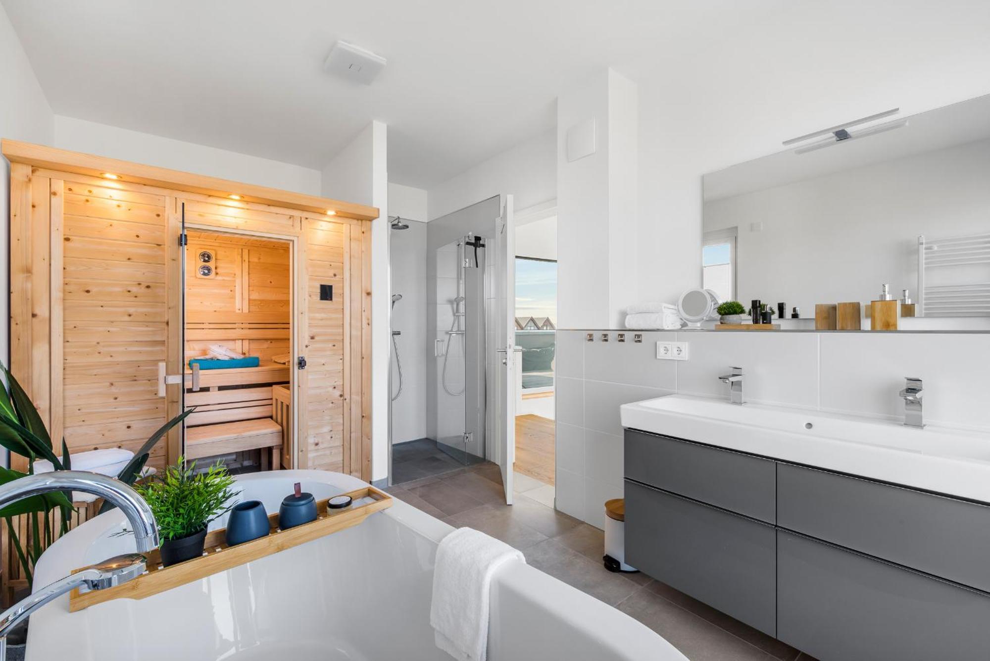 Villa King Erste Lage, Dachterrasse, Meerblick, Carport, Kamin, Sauna, Terrasse, Aussenrolllaeden Olpenitz Kültér fotó